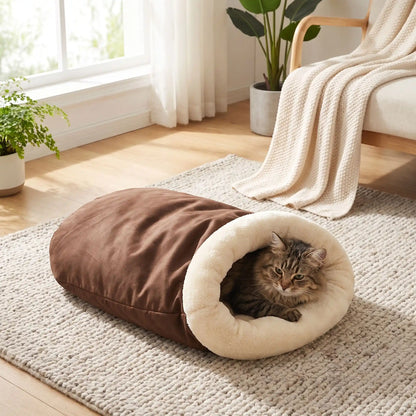 chat confortablement installé dans son lit pour chat
