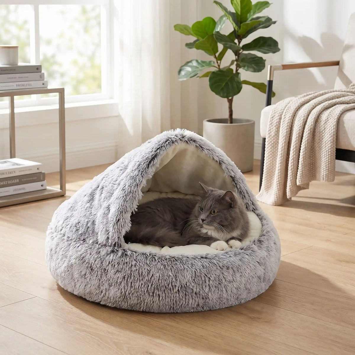 chat qui se repose dans son lit