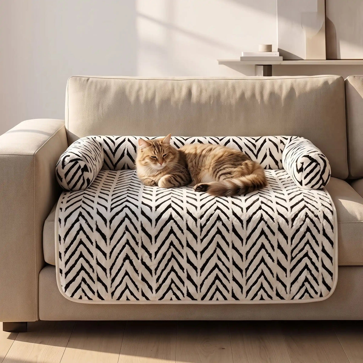 chat se repose sur la protection de canapé