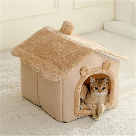 Niche pour Chat beige chat allongé