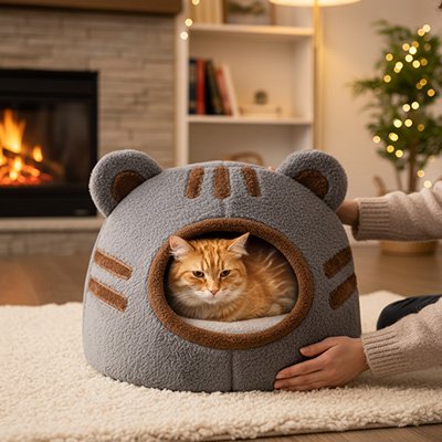 Niche pour Chat gris confortable