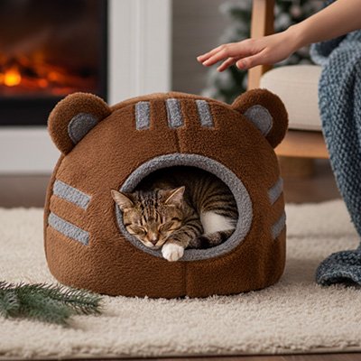 Niche pour Chat marron chat dort