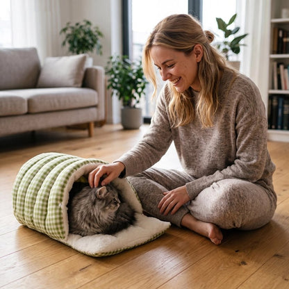 Panier pour Chat maman caresse chat