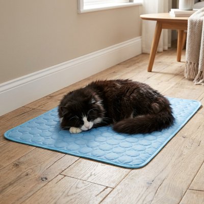 Tapis rafraichissant Chat noir qui se repose 